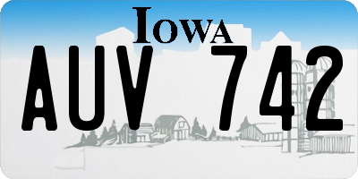 IA license plate AUV742