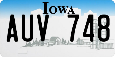 IA license plate AUV748