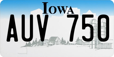 IA license plate AUV750