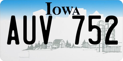 IA license plate AUV752