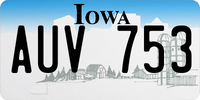 IA license plate AUV753