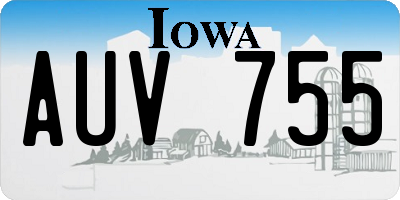 IA license plate AUV755