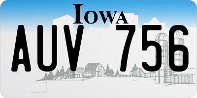 IA license plate AUV756