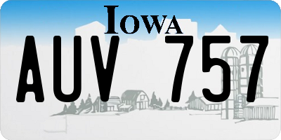 IA license plate AUV757