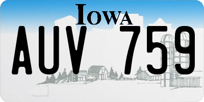 IA license plate AUV759