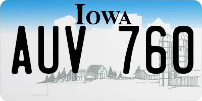 IA license plate AUV760