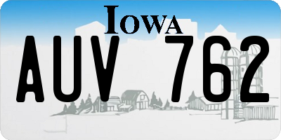 IA license plate AUV762