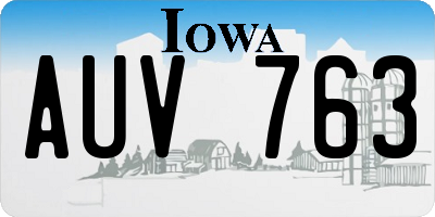 IA license plate AUV763