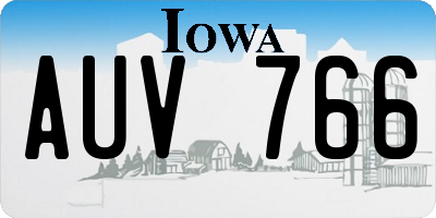 IA license plate AUV766