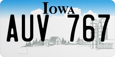 IA license plate AUV767