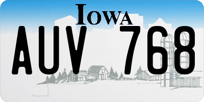 IA license plate AUV768