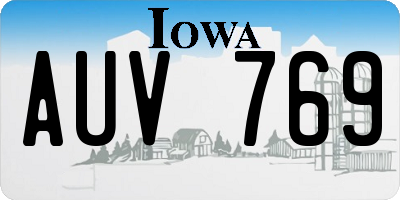 IA license plate AUV769