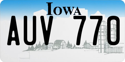IA license plate AUV770