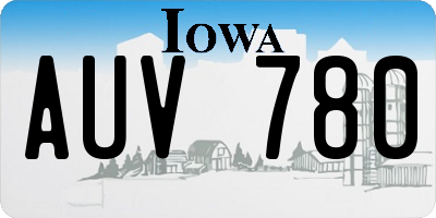 IA license plate AUV780