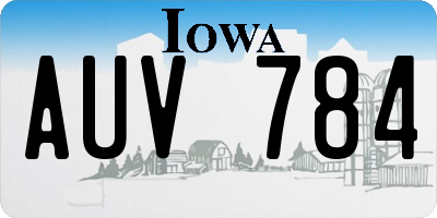 IA license plate AUV784