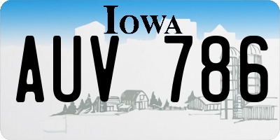 IA license plate AUV786