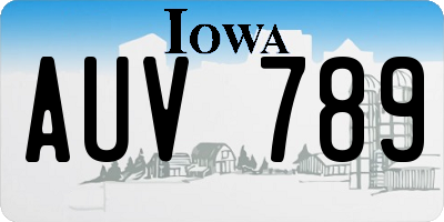 IA license plate AUV789