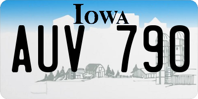 IA license plate AUV790