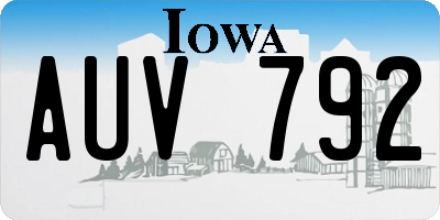 IA license plate AUV792