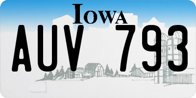 IA license plate AUV793