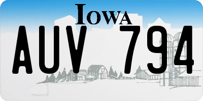 IA license plate AUV794