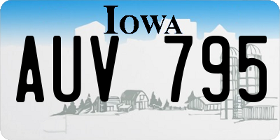 IA license plate AUV795