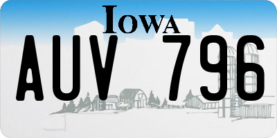 IA license plate AUV796