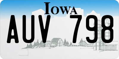 IA license plate AUV798