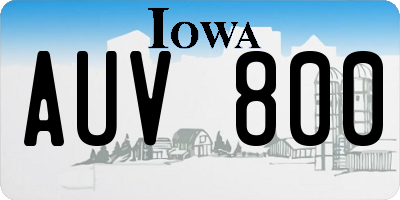 IA license plate AUV800