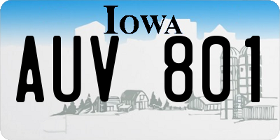 IA license plate AUV801