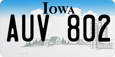 IA license plate AUV802