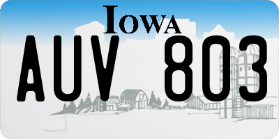 IA license plate AUV803
