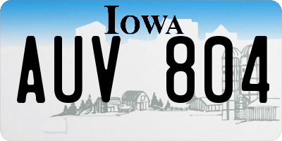 IA license plate AUV804