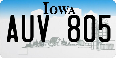 IA license plate AUV805