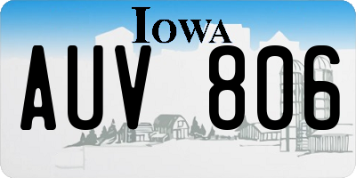 IA license plate AUV806