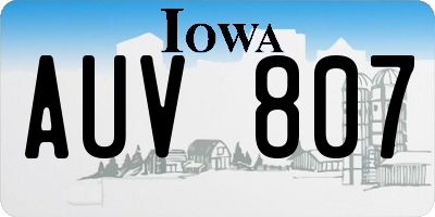 IA license plate AUV807