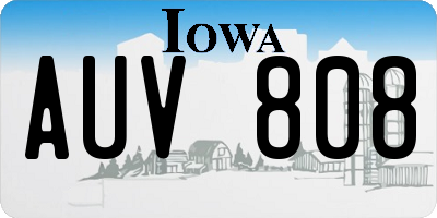 IA license plate AUV808