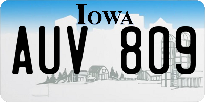 IA license plate AUV809
