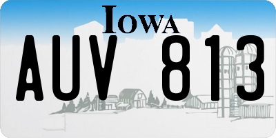 IA license plate AUV813