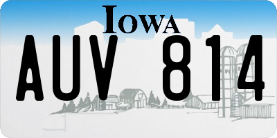 IA license plate AUV814