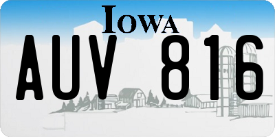 IA license plate AUV816