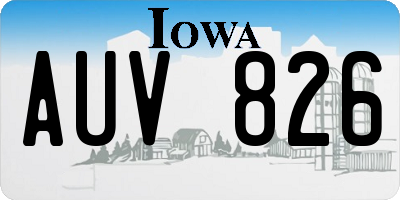 IA license plate AUV826