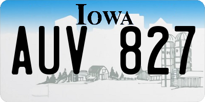 IA license plate AUV827