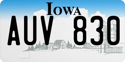 IA license plate AUV830