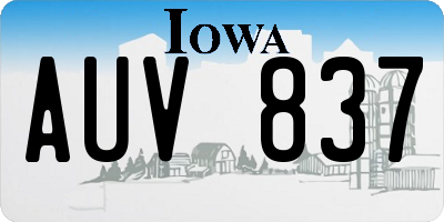 IA license plate AUV837