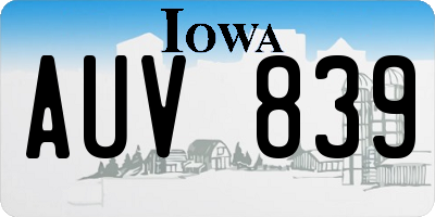 IA license plate AUV839