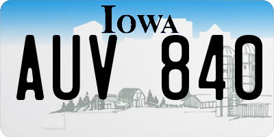IA license plate AUV840