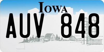 IA license plate AUV848