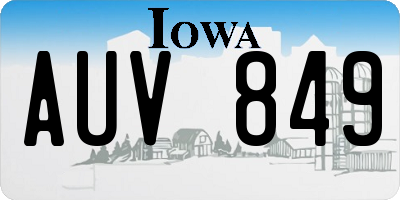 IA license plate AUV849