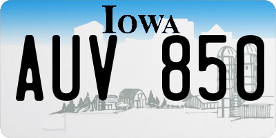 IA license plate AUV850